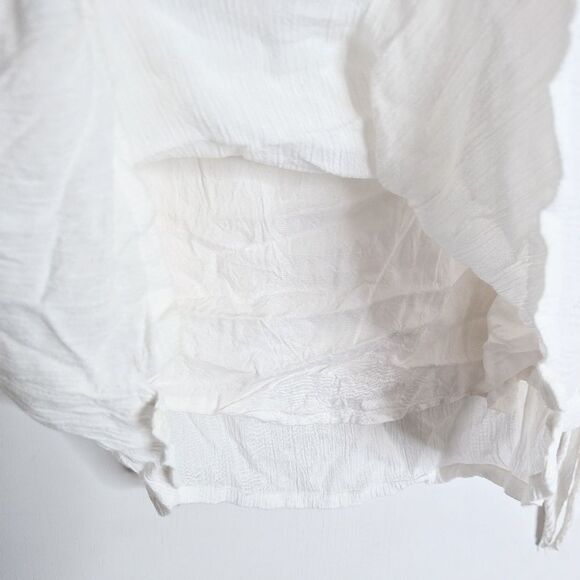 Soft Surroundings Crinkle Cold Shoulder Tie Sleeve‎ Blouse White Small - Picture 5 of 7